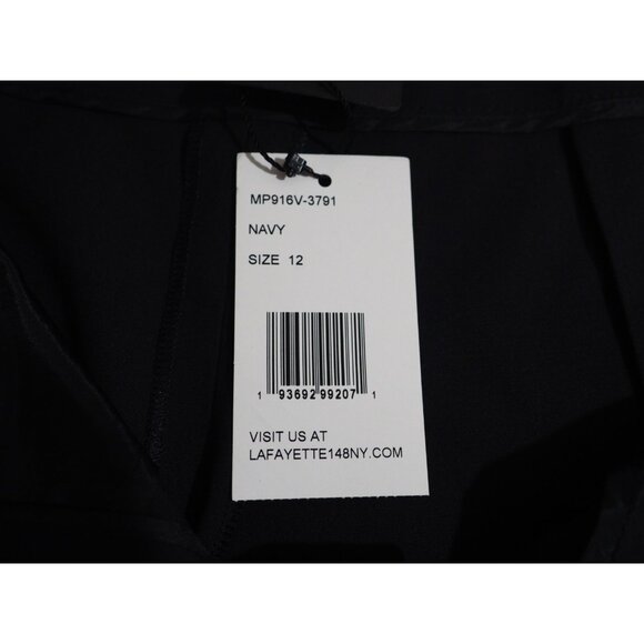 Lafayette 148 Navy Blue Staight Leg Wool Dress Pants $698, Size 12 (US) - Picture 10 of 12